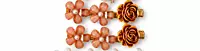 Copper-Tone Rose Hairpin Set with Peach Bead Flower Accents