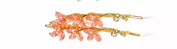 Gold-Tone Floral Hairpin Set with Translucent Bead Flowers