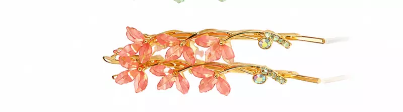 Gold-Tone Floral Hairpin Set with Translucent Bead Flowers