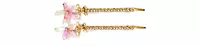 Gold-Tone Chain Hairpin Set with Translucent Flower Charms