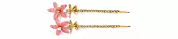 Gold-Tone Chain Hairpin Set with Translucent Flower Charms