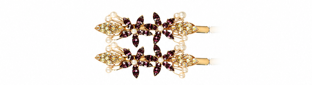 Gold-Tone Crystal Leaf Hairpin Set with Teardrop Accents