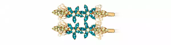 Gold-Tone Crystal Leaf Hairpin Set with Teardrop Accents