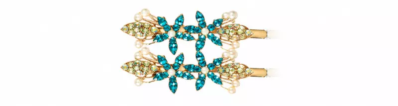 Gold-Tone Crystal Leaf Hairpin Set with Teardrop Accents