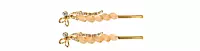 Gold-Tone Bow Hairpin Set with Pastel Bead Cascades .