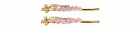 Gold-Tone Bow Hairpin Set with Pastel Bead Cascades .