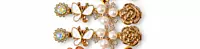 Gold-Tone Rose and Butterfly Hairpin Set with Pearl and Crystal Accents