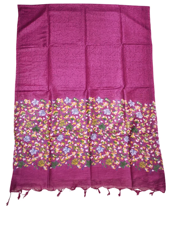 Deep Pink Ajrakh Katan Silk Dress Materials for Women