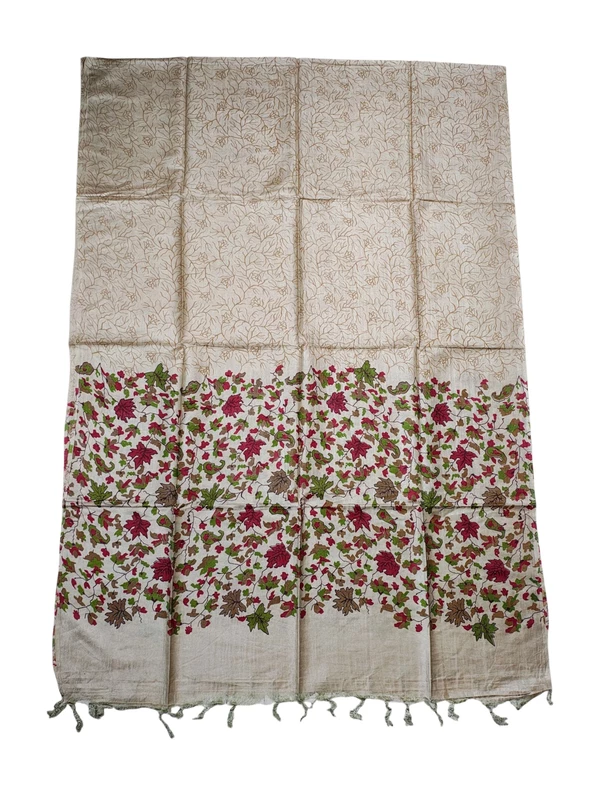 Ivory & Maroon Ajrakh Print Cotton Silk Unstitched Suit Set