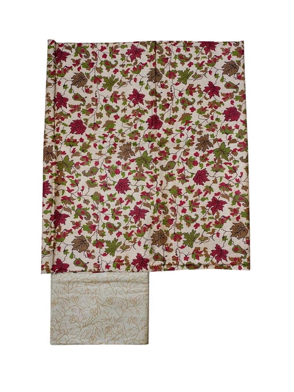 Ivory & Maroon Ajrakh Print Cotton Silk Unstitched Suit Set