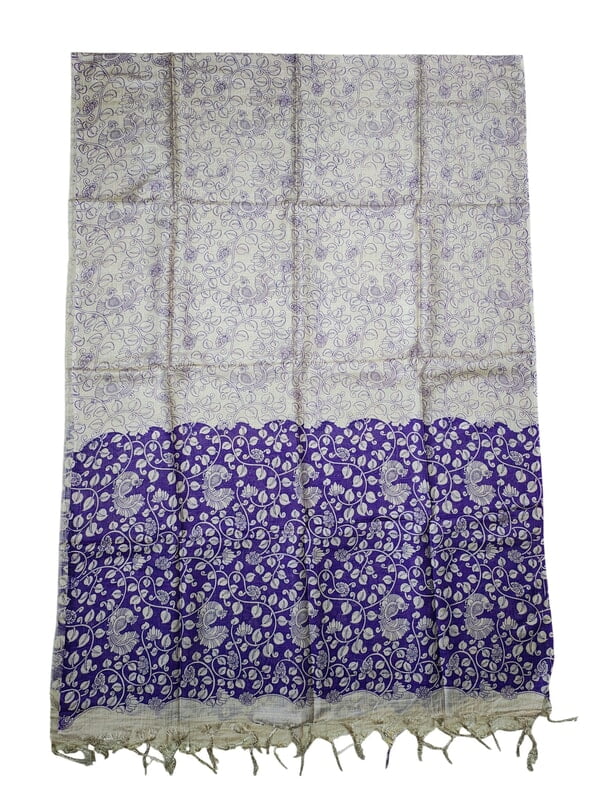 Violet Kalamkari Unstitched Salwar Suit Dress Material with Dupatta
