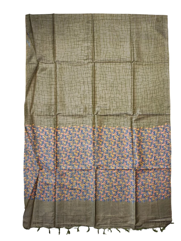 Green Ajrakh Hand Block Print Silk Unstitched Salwar Suit Set