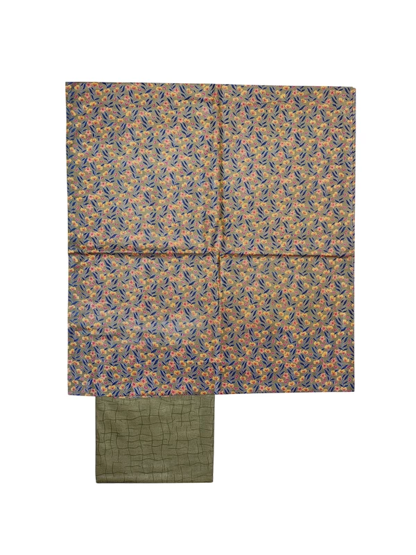 Green Ajrakh Hand Block Print Silk Unstitched Salwar Suit Set
