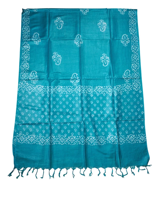 Feroza Block Print Silk Dress Material with Dupatta