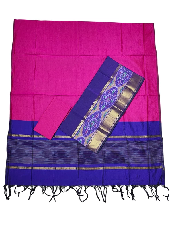 Purple & Mustard Pochampally Ikkat Silk Unstitched Suit Set