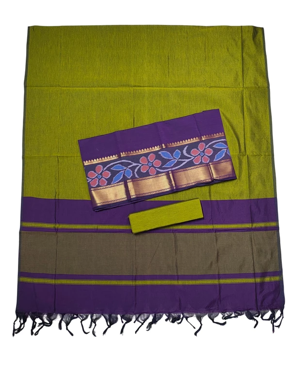 Dark Purple & Pink Pochampally Ikkat Silk Unstitched Suit Set