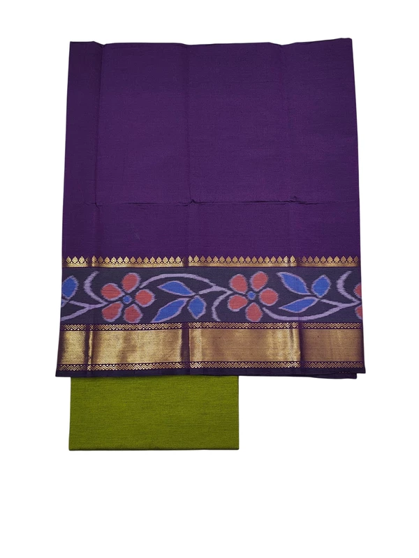 Dark Purple & Pink Pochampally Ikkat Silk Unstitched Suit Set
