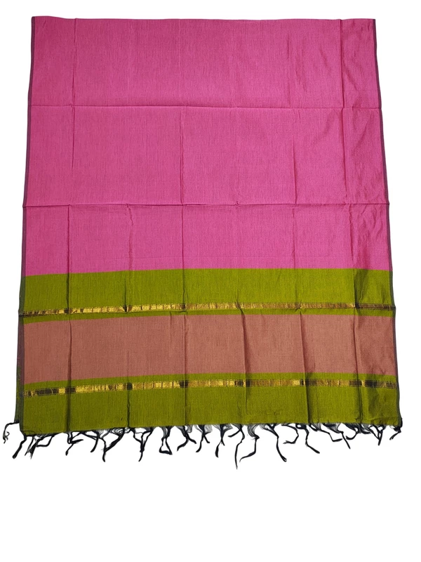 Green & Pink Pochampally Ikkat Silk Dress Material with Dupatta