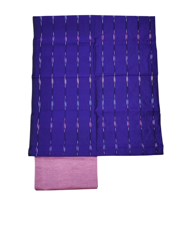 Purple & Pink Pochampally Ikkat Silk Unstitched Suit Set