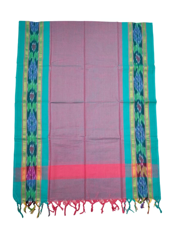 Teal & Pink Mangalagiri Cotton Unstitched Salwar Suit for Women