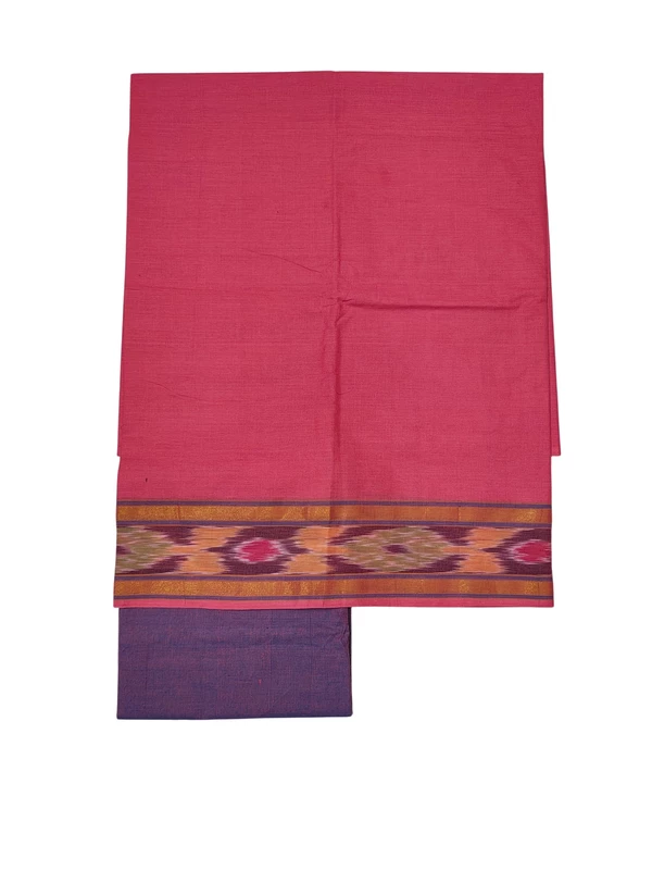 Peach & Purple Mangalagiri Cotton Unstitched Salwar Suit for Women