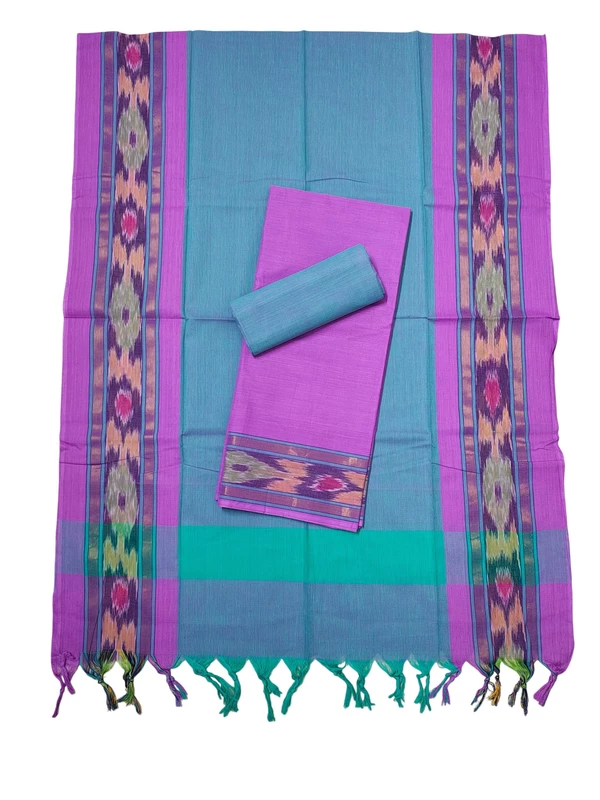 Purple Mangalagiri Cotton Unstitched Salwar Suit for Women
