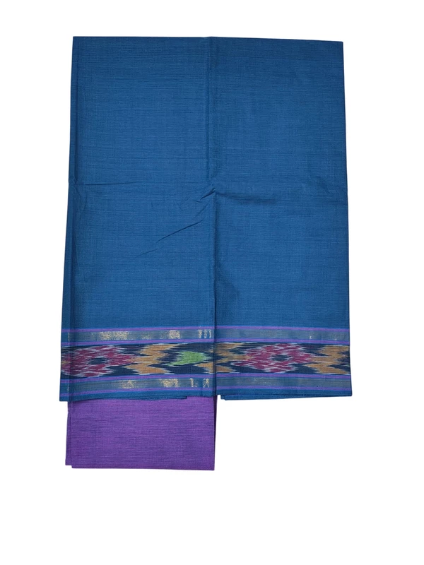 Indigo & Pink Mangalagiri Cotton Unstitched Salwar Suit for Women