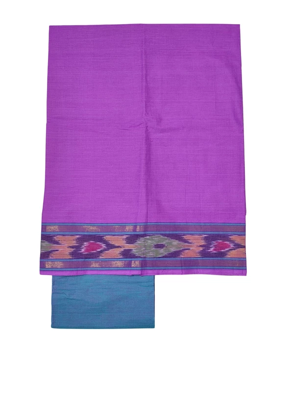 Purple Mangalagiri Cotton Unstitched Salwar Suit for Women