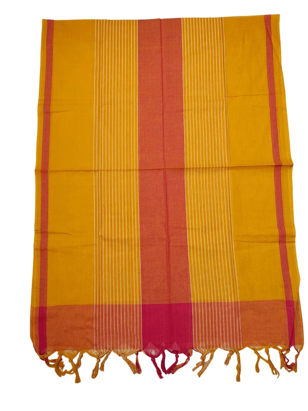 Mustard & Red Mangalagiri Cotton Unstitched Salwar Suit for Women