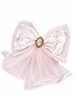 Lace and Tulle Bow Hairpin Set with Pearl Cameo.