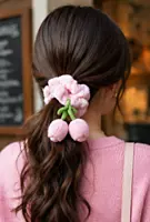 Plush Cherry Charm Hair Scrunchies