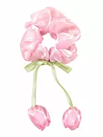 Satin Flower Charm Hair Scrunchies with Ribbon Ties