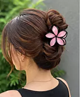 Resin Flower Hair Clip Set with Black Outline