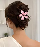 Resin Flower Hair Clip Set with Black Outline