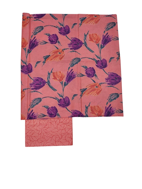 Peach Ajrakh Print Cotton Silk Unstitched Suit Set
