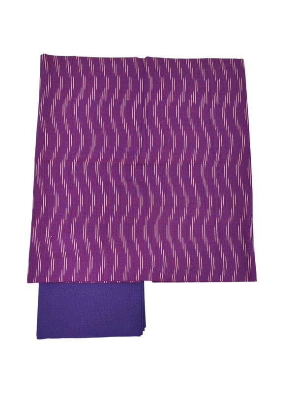 Purple & Pink Pochampally Ikkat Cotton Dress Material with Dupatta