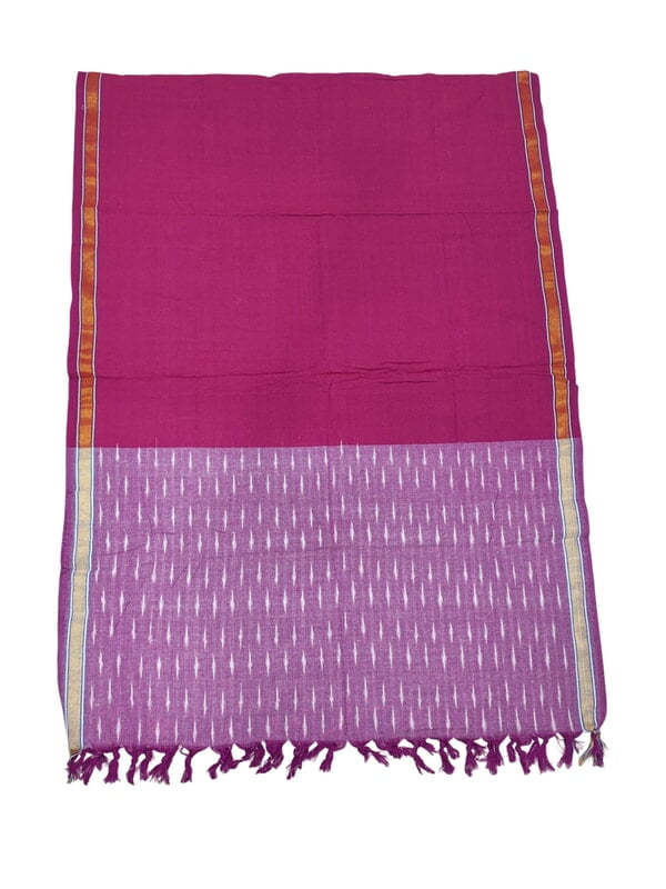 Purple & Red Pochampally Ikkat Cotton Dress Material with Dupatta