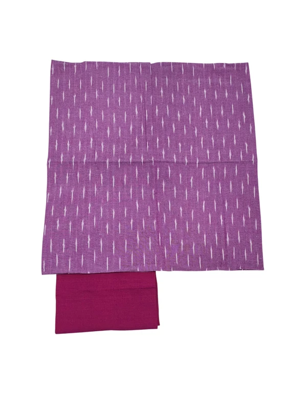 Purple & Red Pochampally Ikkat Cotton Dress Material with Dupatta
