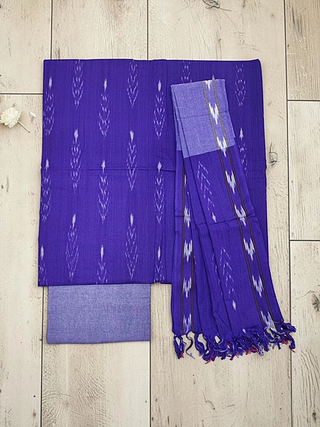 Violet Pochampally Ikkat Cotton Dress Material with Dupatta