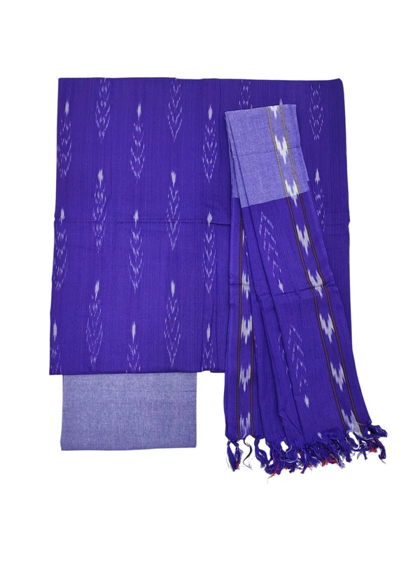 Violet Pochampally Ikkat Cotton Dress Material with Dupatta