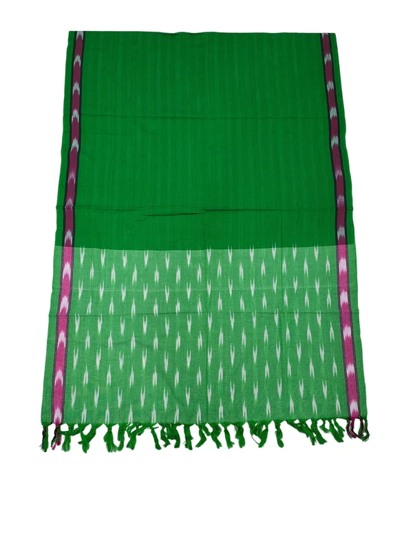Dark Green Pochampally Ikkat Pure Cotton Dress Material with Dupatta