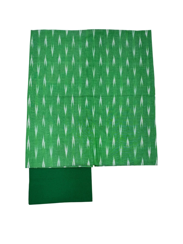Dark Green Pochampally Ikkat Pure Cotton Dress Material with Dupatta