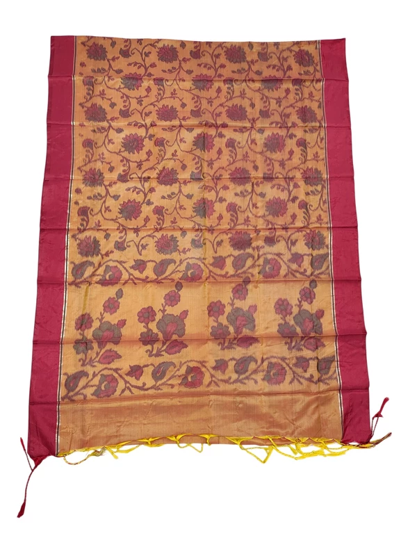 Light Orange Banarasi Cotton Silk Dress Material for Women