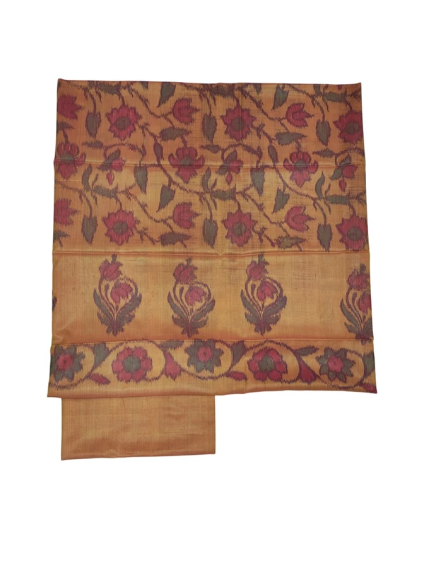 Light Orange Banarasi Cotton Silk Dress Material for Women