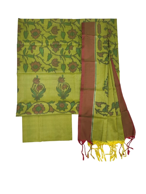 Green Banarasi Silk Meenakari Dress Materials for Women