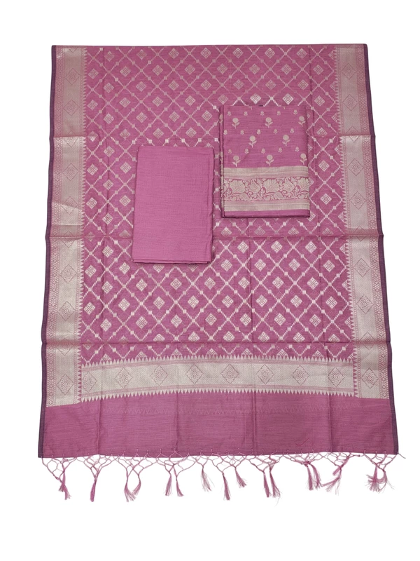 Pink Banarasi Silk Dress Material for Women