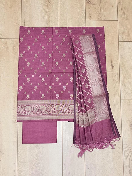 Pink Banarasi Silk Dress Material for Women