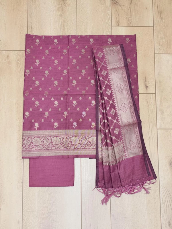 Pink Banarasi Silk Dress Material for Women