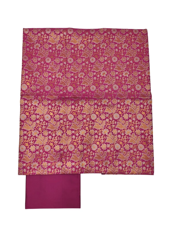 Pink Banarasi Cotton Silk Unstitched Salwar Suit Set with dupatta for Women