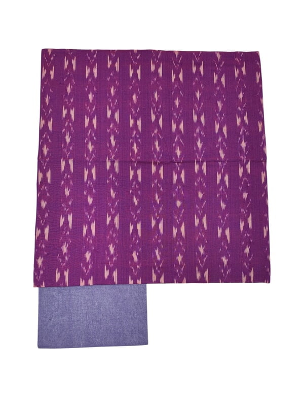 Purple Pochampally Ikkat Cotton Dress Material with Dupatta